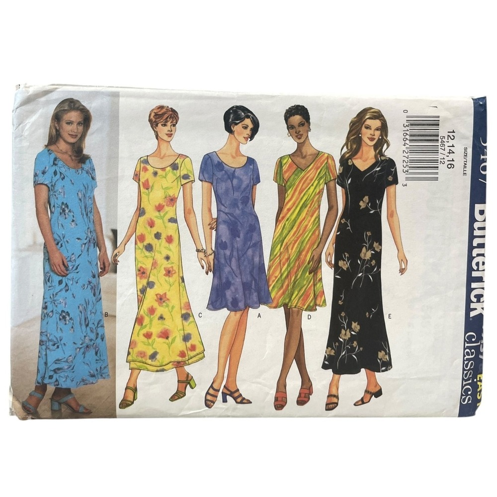 Butterick 9107 Misses' Dress Size 12-16 A-Line Pullover Very Easy Classics